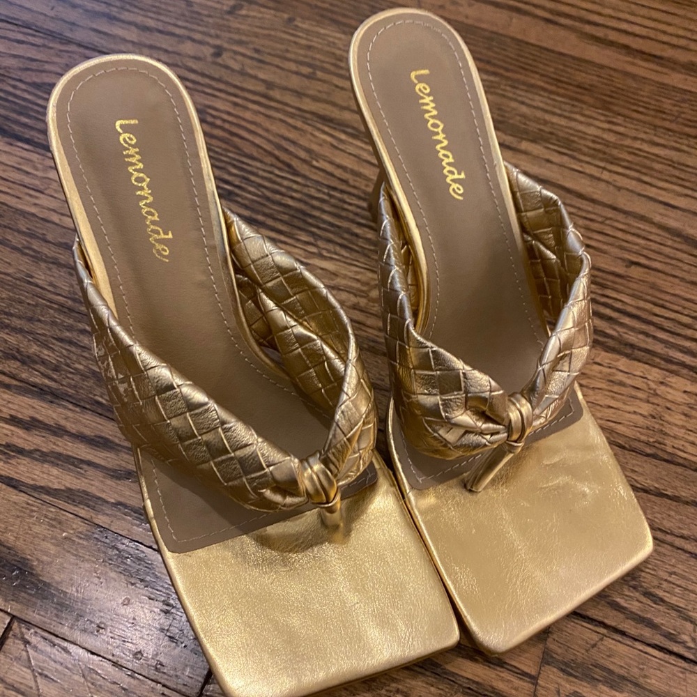 Gold sandal heels